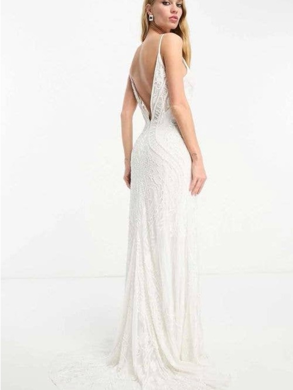 NWT ASOS DESIGN Neve Placement Embroidered Beaded Cami Wedding Bridal Dress 6